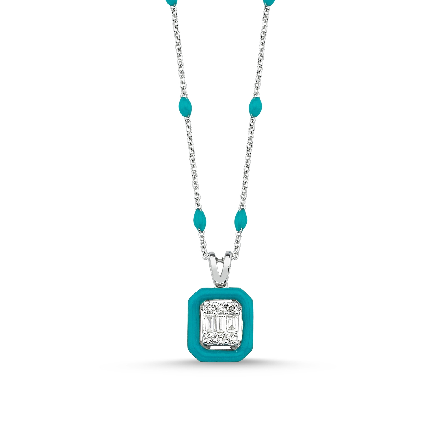 Iris- Baguette and Turquoise Necklace
