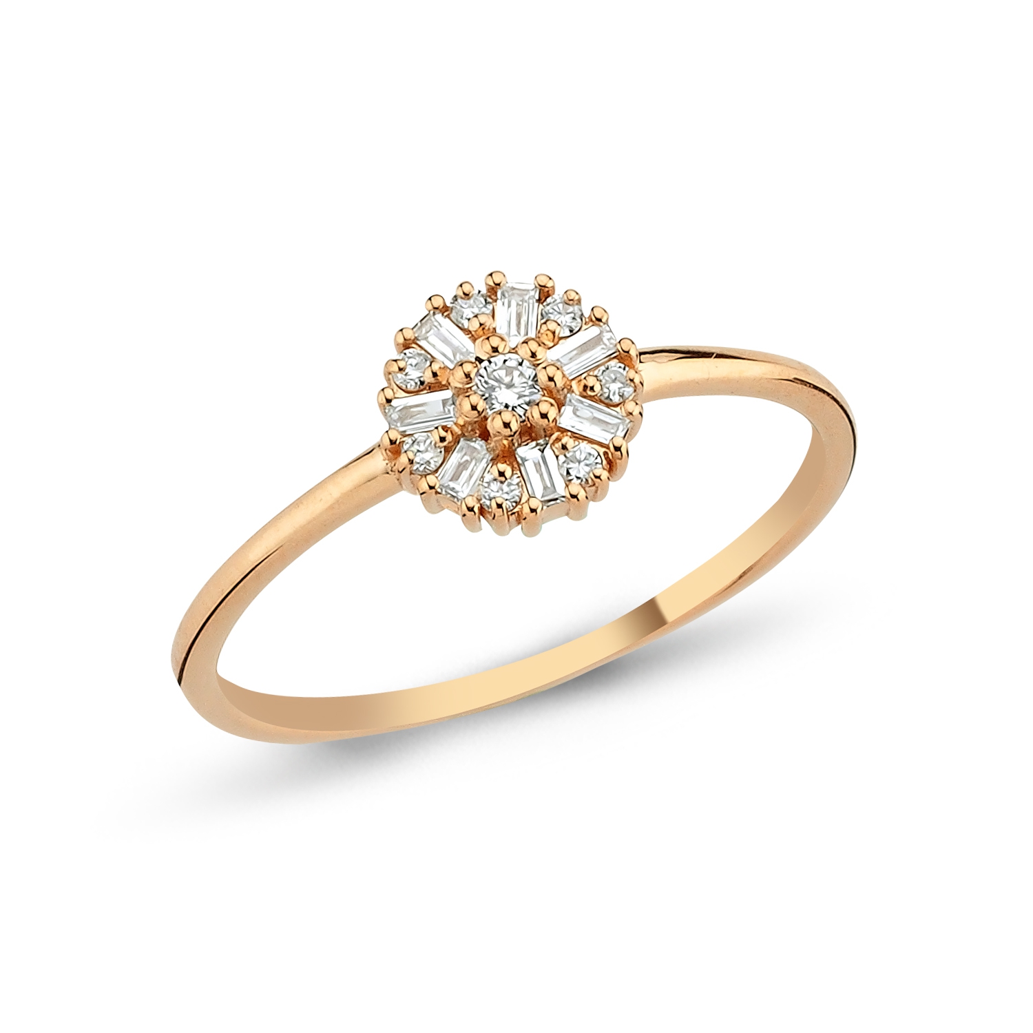 Diamond Ring / 14k Gold Diamond Chain Ring 0.10ct / Dainty Diamond  Solitaire Ring / Floating Diamond / Minimalist Diamond Ring / Daily Ring