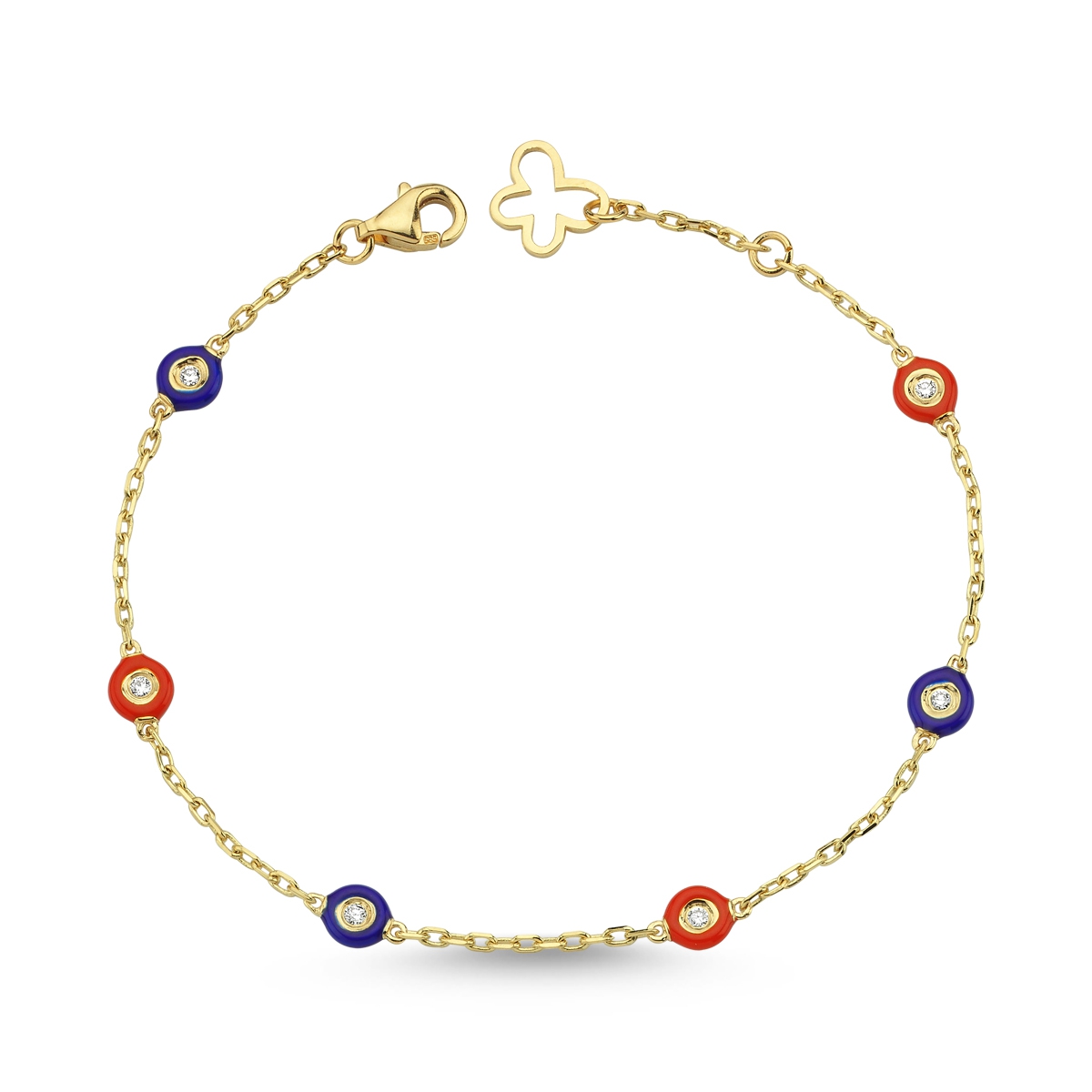 Pétite-Diamond And Enamel Chain Bracelet