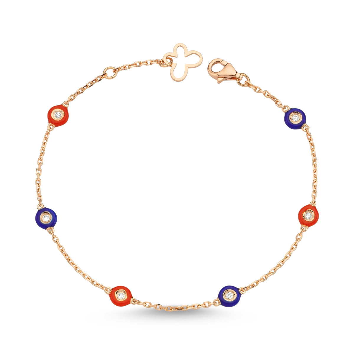 Pétite-Diamond And Enamel Chain Bracelet