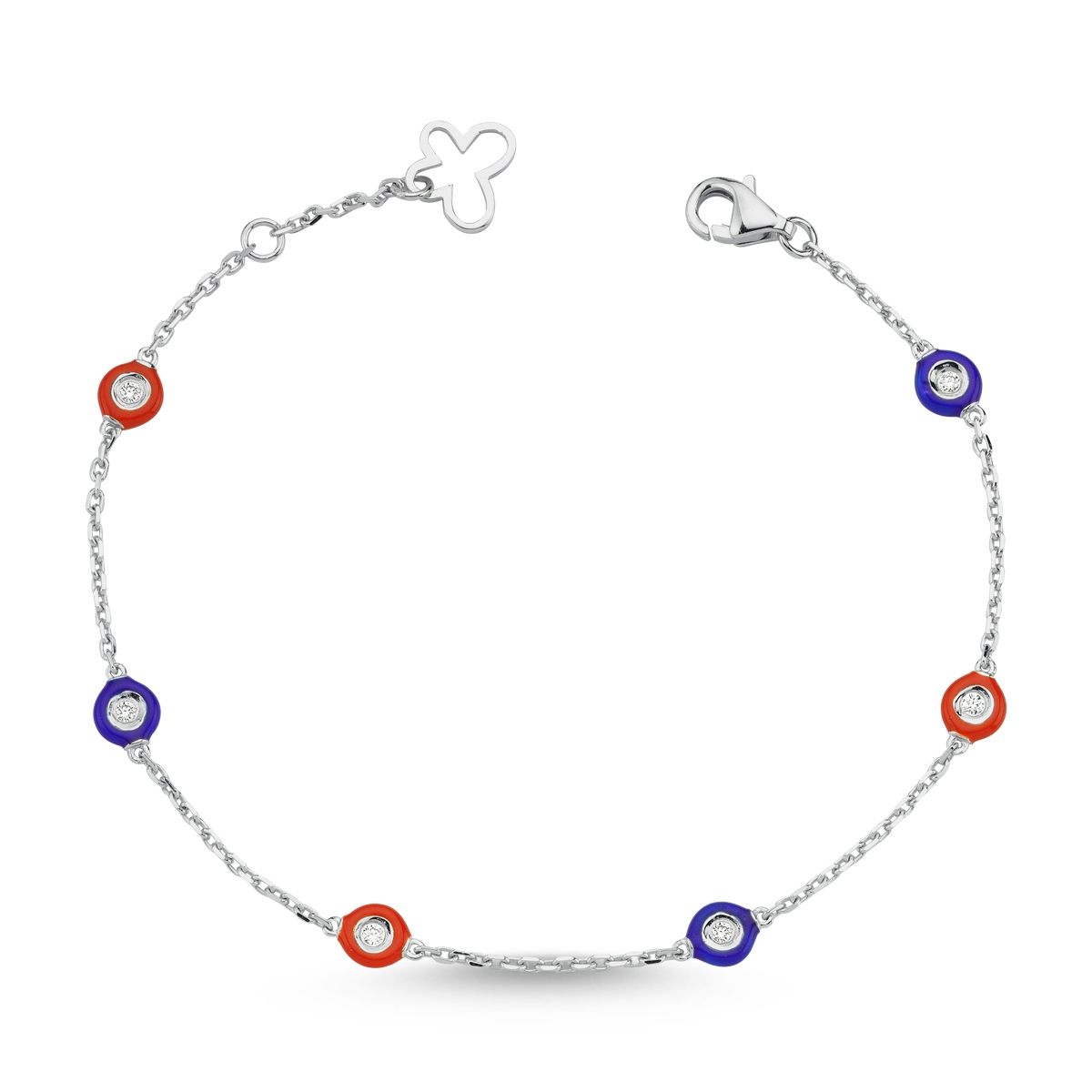 Pétite-Diamond And Enamel Chain Bracelet