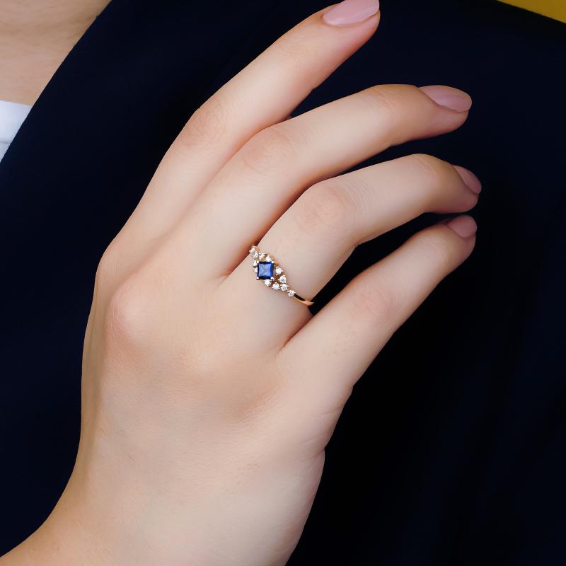 Princess Sapphire And Diamond Ring