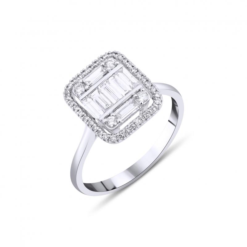 Baguette- Cushion Shape Diamond Ring