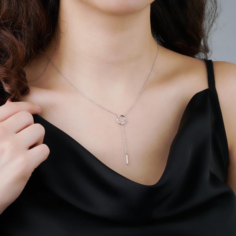 Swing- Halo-Line Diamond Necklace