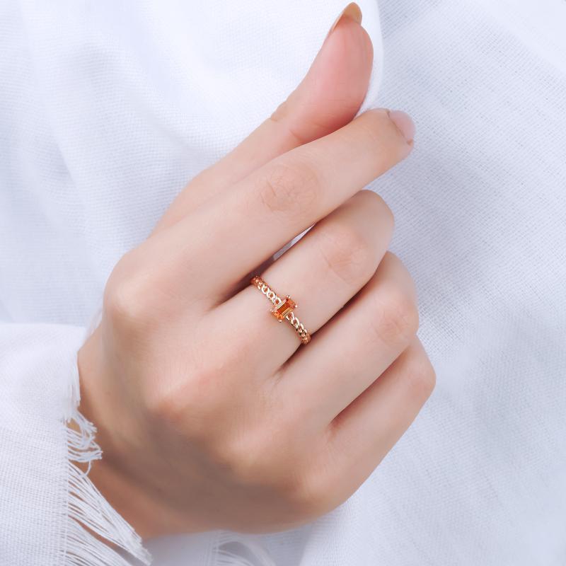 Pétite- Orange Sapphire Chain Ring