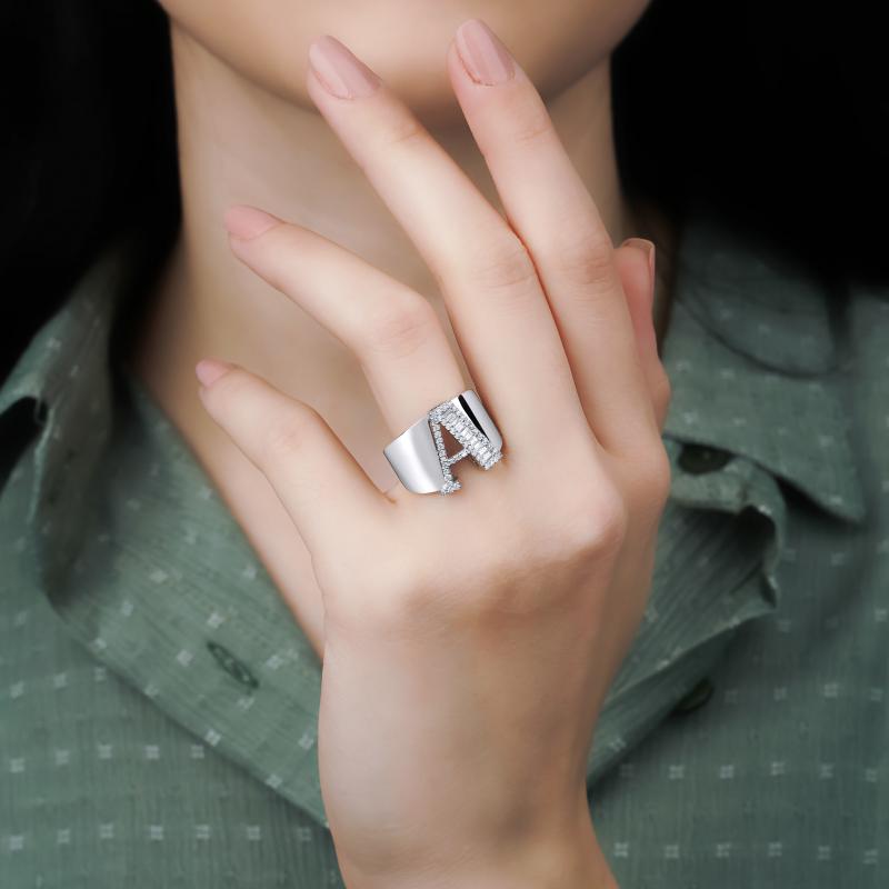 Baguette- Diamond Letter Ring
