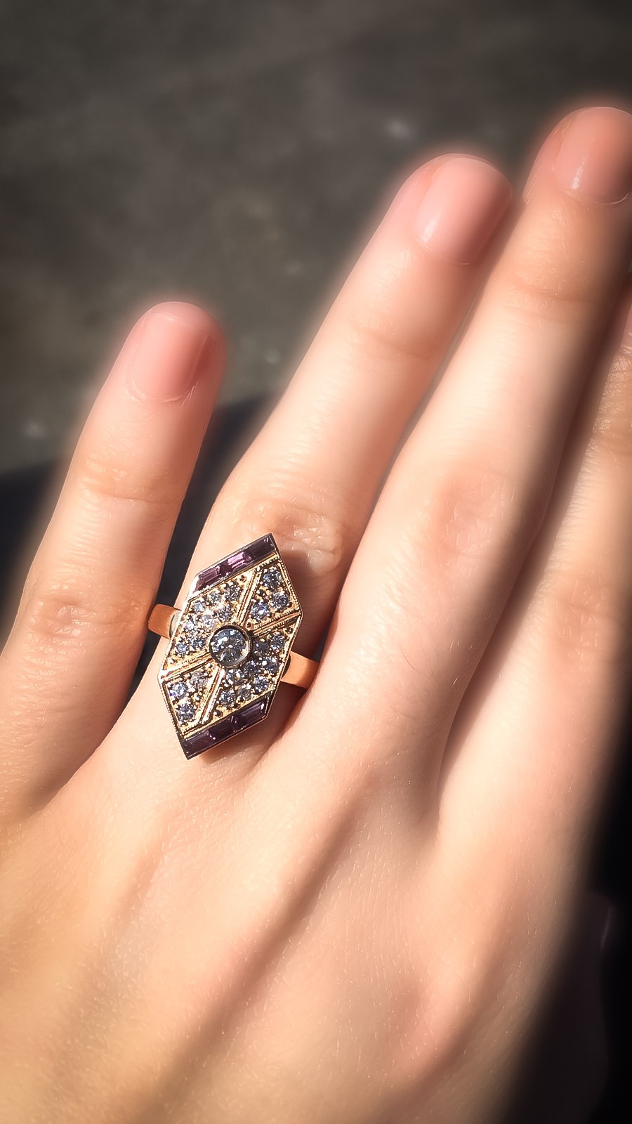 Art- Deco Diamond And Tourmaline Ring