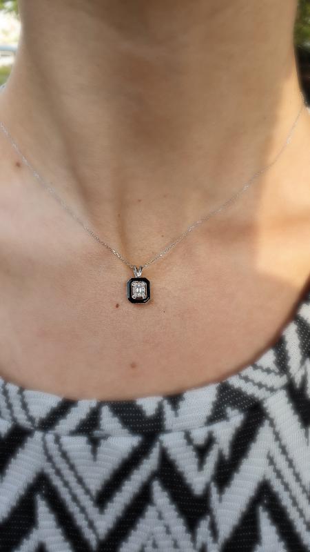 Iris- Baguette and Black Enamel Necklace