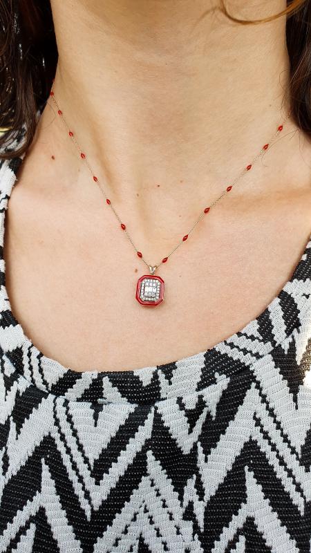 Iris- Baguette and Red Necklace