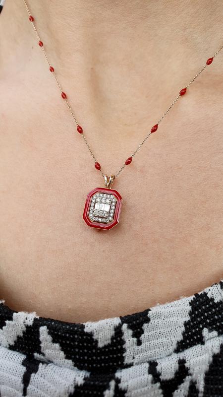 Iris- Baguette and Red Necklace