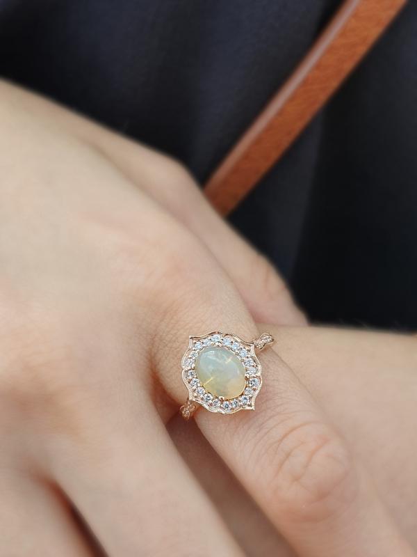 Pétite- Diamond And Opal Vintage Ring