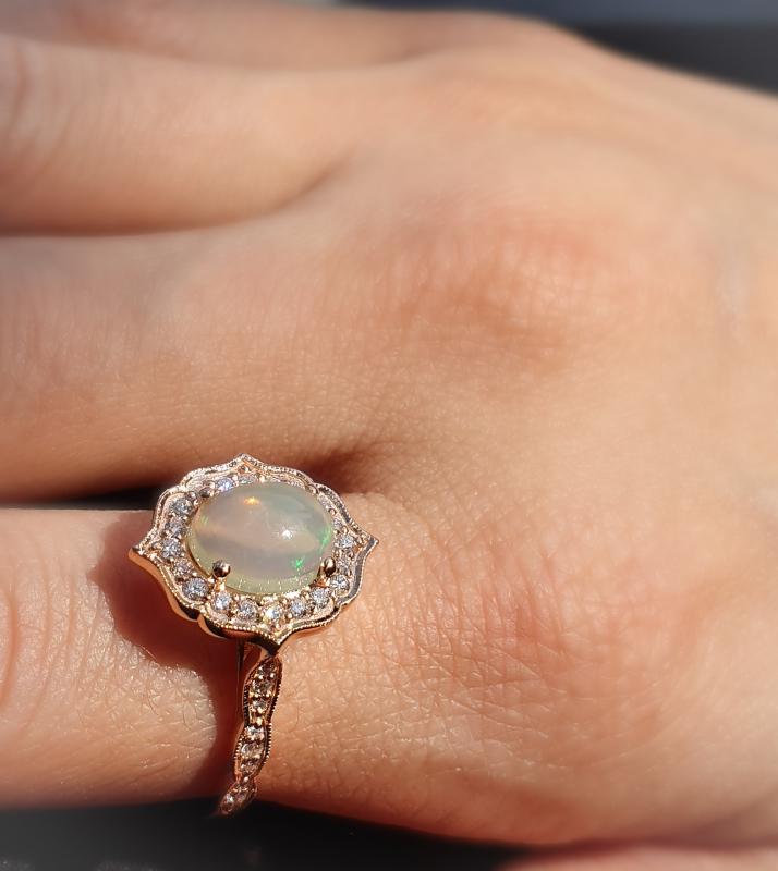 Pétite- Diamond And Opal Vintage Ring