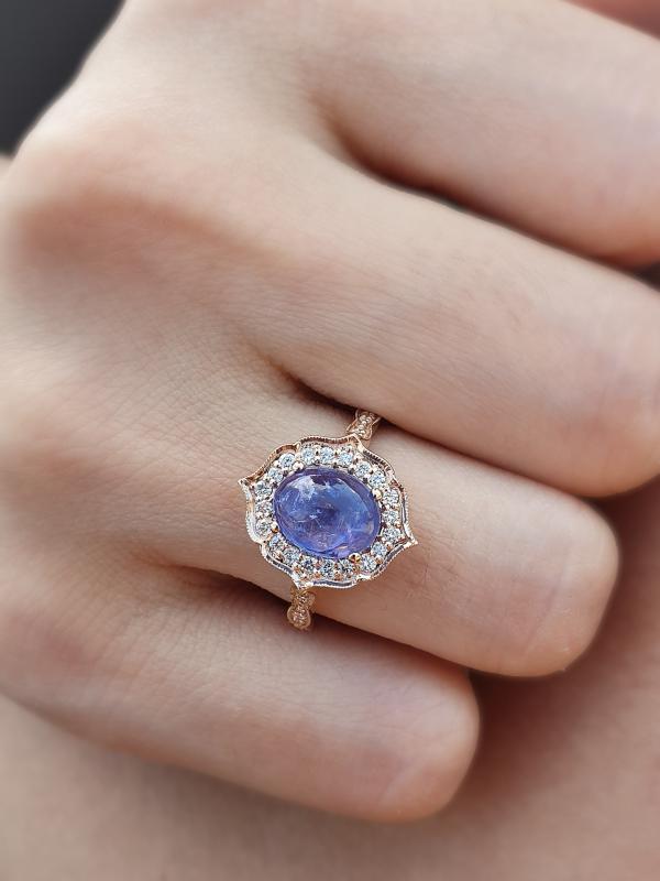 Pétite- Pırlanta Ve Tanzanite Vintage Yüzük