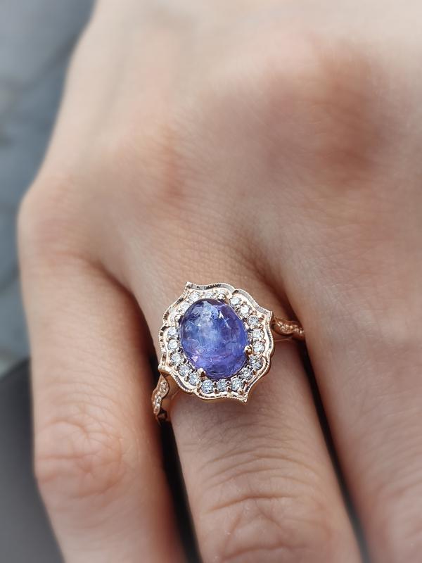 Pétite- Pırlanta Ve Tanzanite Vintage Yüzük