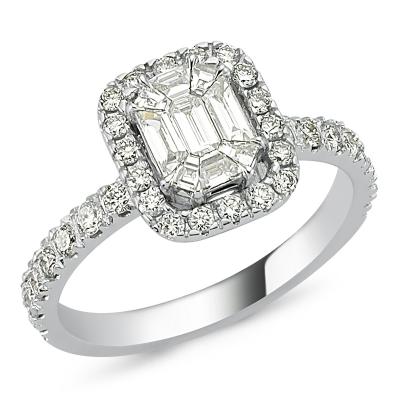 Baguette- Piecut Diamond Engagement Ring