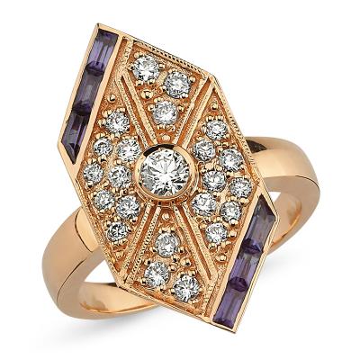 Art- Deco Diamond And Tourmaline Ring