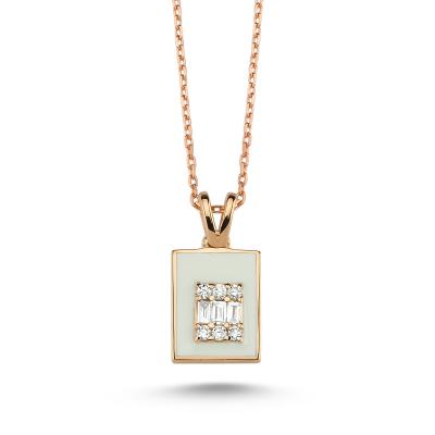 Enamel Asimetric Diamond Necklace