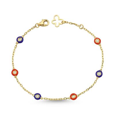 Diamond And Enamel Chain Bracelet