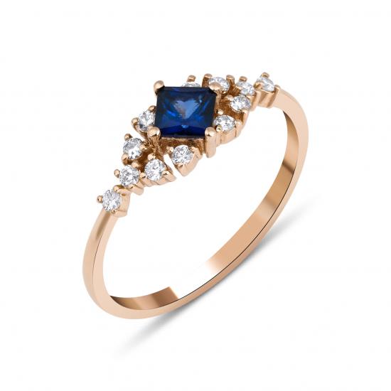 Princess Sapphire And Diamond Ring