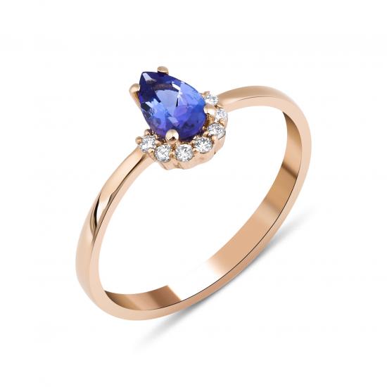 Tanzanite And Diamond Minimal Ring