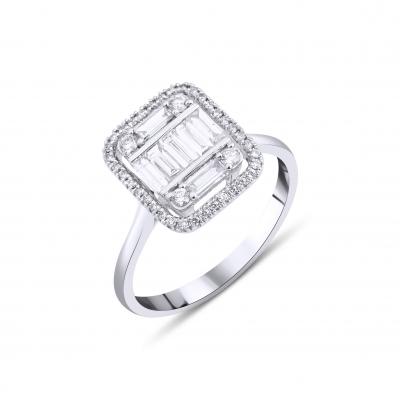 Baguette- Cushion Shape Diamond Ring