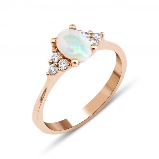 Vintage- Opal And Diamond Ring