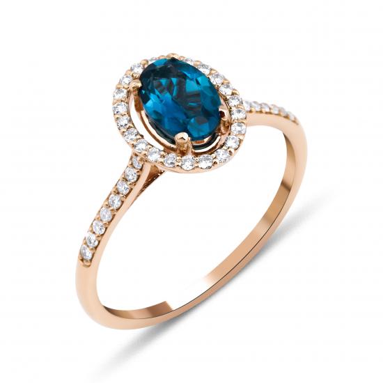 Vintage- Blue London And Diamond Ring