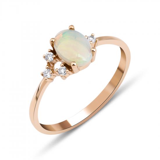 Vintage - Minimal Opal and Diamond Ring