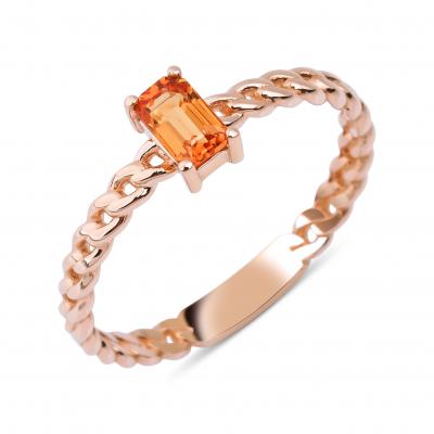 Pétite- Orange Sapphire Chain Ring