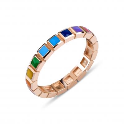 Iris- Rainbow Gold & Enamel Ring