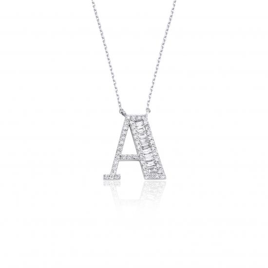 Baguette- Diamond Letter Necklace