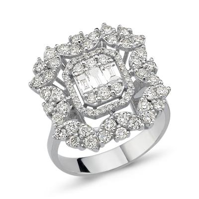 Baguette- Flower Diamond Ring