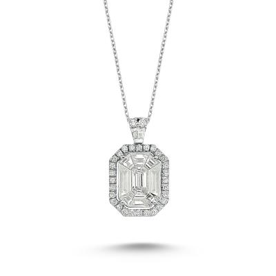 Baguette- Piecut Diamond Necklace