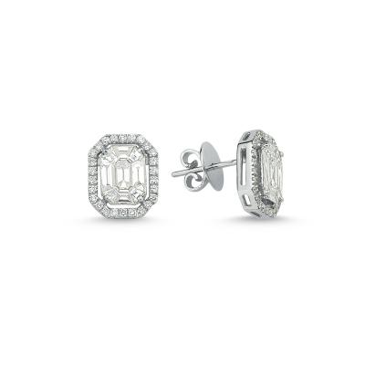 Baguette- Piecut Diamond Earrings