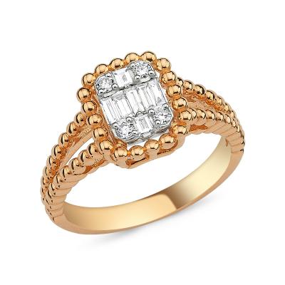 Baguette- Solid Rose Engagement Ring